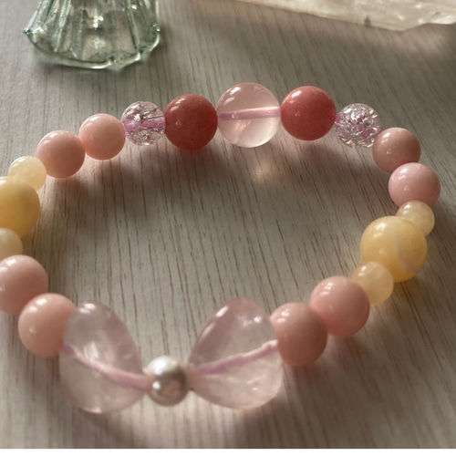 凛と咲く花◇菩堤樹]天然石ブレスレット 水晶 ファイヤー