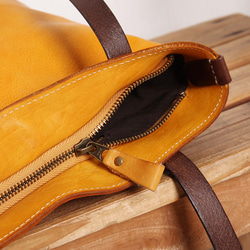 本革 ショルダー バッグ手作りのクラシックレザー 牛革 手提げバッグ 鞄 トートバッグ 8枚目の画像