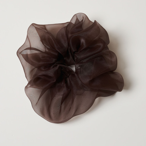 再販多数》ビッグオーガンジーシュシュ ダークブラウン シュシュ