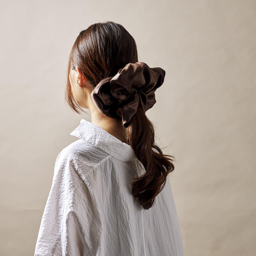 秋冬新作】ビッグサテンシュシュ ブラウン L シュシュ franmom 通販