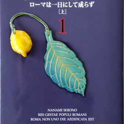 『再販』(ラスト1点)【本革】レモンの葉と実の栞/ 経年変化を楽しめる育てるレザー・ブックマーク♡ 5枚目の画像