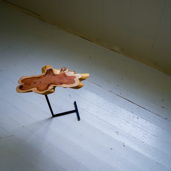 いぶきの輪切り一枚板（その③）　高さ調節可能なサイドテーブル 6枚目の画像