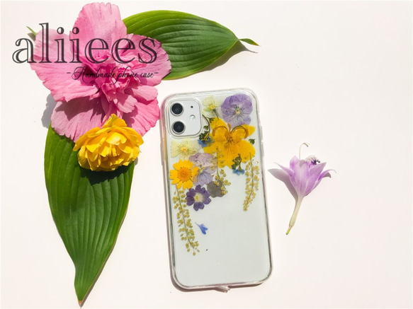 押し花スマホケース Xperia Galaxy iPhone iPhone 押し花ケース 押し花 ケース スマホケース 3枚目の画像