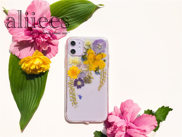 押し花スマホケース Xperia Galaxy iPhone iPhone 押し花ケース 押し花 ケース スマホケース 4枚目の画像