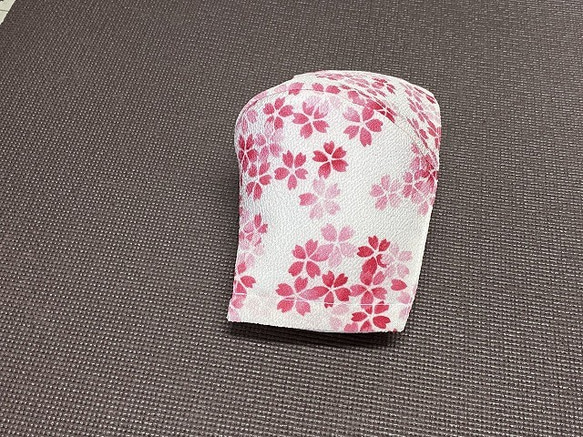 桜柄　さくら　sakura　Ｍサイズ　２層構造　ポケット　サイドガイド　マスク　花粉対策　高級泉州晒　リフォーム繕 2枚目の画像