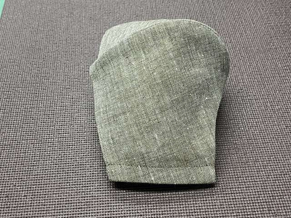 ベルギーリネン　麻１００％　薄緑　吸汗速乾　Ｌサイズ　２層構造　ポケット　サイドガイド　リフォーム繕　オリジナル 3枚目の画像