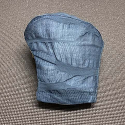 近江リネン　麻１００％　紺色　吸汗速乾　涼しい　Ｌサイズ　２層構造　ポケット　サイドガイド　リフォーム繕　オリジナル 2枚目の画像