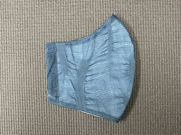 近江リネン　麻１００％　紺色　吸汗速乾　涼しい　Ｌサイズ　２層構造　ポケット　サイドガイド　リフォーム繕　オリジナル 4枚目の画像