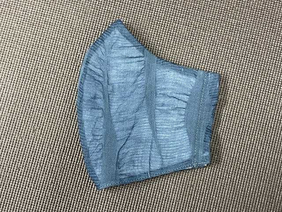 近江リネン　麻１００％　紺色　吸汗速乾　涼しい　Ｌサイズ　２層構造　ポケット　サイドガイド　リフォーム繕　オリジナル 5枚目の画像