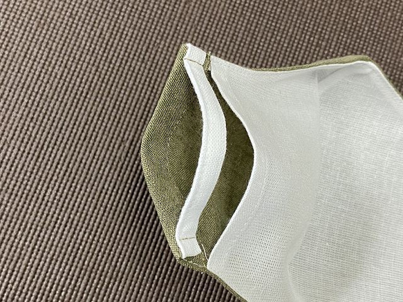 ベルギーリネン　ダンガリーワッシャー　綿麻　薄緑　吸汗速乾　Ｌサイズ　２層構造　ポケット　サイドガイド　リフォーム繕 7枚目の画像