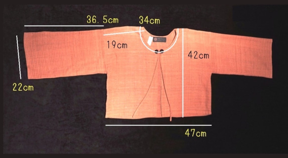 〜軽さを纏う　やさしく薄〜い手織り綿〜　ジャケット　前紐　オレンジストライプ　208A002 9枚目の画像