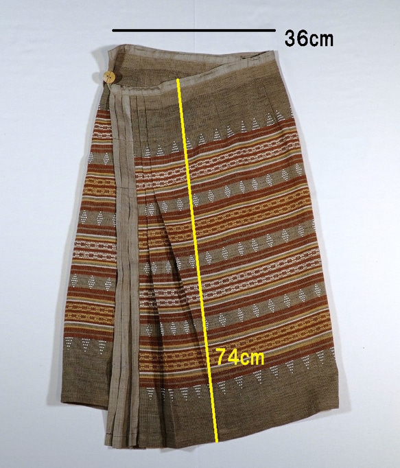 〜ラオス伝統織りを、プリーツに〜　巻きスカートプリーツ　ビーズ　綿＋絹　209C008 8枚目の画像
