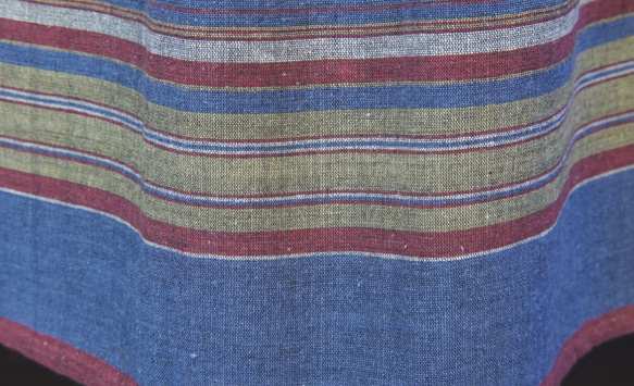 〜綴れ織りと色柄の共演〜　タックスカート　綿　綴れ　ブルー 2104C002 8枚目の画像