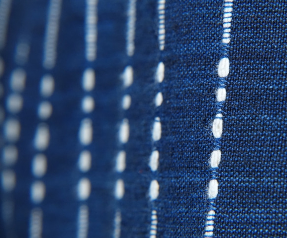 〜藍に降る、恵みの雨模様〜　スカート裾切替バルーン　藍ストライプ　2104C003 4枚目の画像