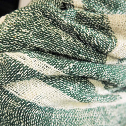 〜ラオスの緑は、強くてやさしい〜　手紬ぎスカーフ　大判　グリーンストライプ　2104S003 3枚目の画像