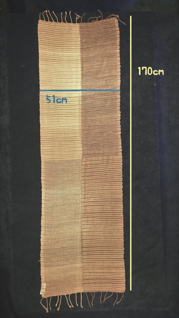 〜大地の色、伝統の織り技法〜　手紬ぎスカーフ　茶もじり 2104S004 4枚目の画像
