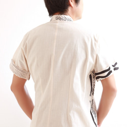 遠州織物　メンズ半袖シャツ　Lサイズ　浜松注染そめ　Proftint　murals　白 2枚目の画像