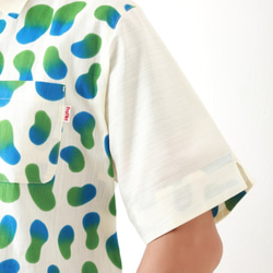 遠州織物　メンズ半袖シャツ　LLサイズ　浜松注染そめ　Proftint　favabeans　緑 3枚目の画像