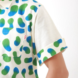 遠州織物　メンズ半袖シャツ　LLサイズ　浜松注染そめ　Proftint　favabeans　緑 4枚目の画像