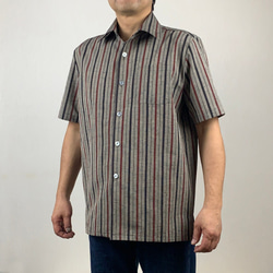 遠州木綿　ゆったりメンズシャツ　半袖　NO11　サイズL 1枚目の画像