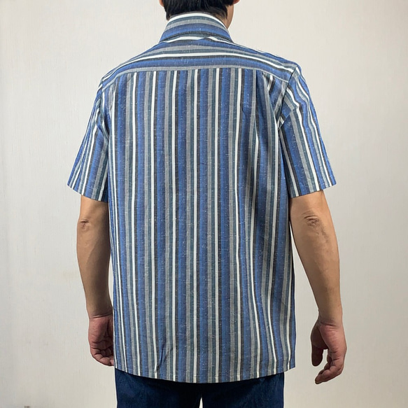 遠州木綿　ゆったりメンズシャツ　半袖　NO16　サイズL 2枚目の画像