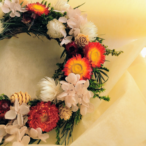 秋の森ドライフラワーリース