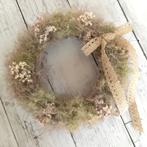 2色のスモークツリーリース ドライフラワー プレゼント ドライ