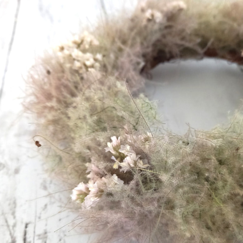 2色のスモークツリーリース ドライフラワー プレゼント ドライ