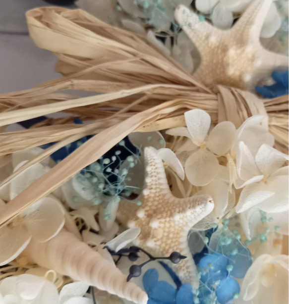 [送料無料]人魚姫が作った海のリース～Blue～ プリザーブドフラワー　プレゼント 4枚目の画像