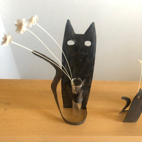 黒猫一輪挿しオブジェ（少サイズ） 一輪挿し・花瓶・花器