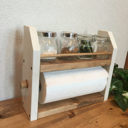 kitchen paper shelf  キッチンペーパーホルダー付き スパイスラック 3枚目の画像