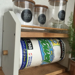 kitchen paper shelf コストコsize  キッチンペーパーホルダー付き スパイスラック 2枚目の画像