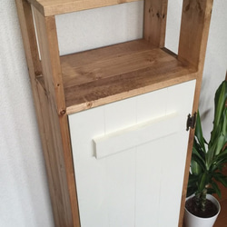 スリム収納棚 E ハンドメイド h106ロッカースリムキャビネット/本棚*A4サイズ収納/扉付き*教科書