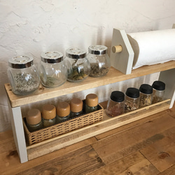 kitchen paper shelf long H33 W60 キッチンペーパー ホルダー&スパイスラック 3枚目の画像