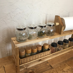 kitchen paper shelf long H33 W60 BB キッチンペーパーホルダー& スパイスラック 3枚目の画像