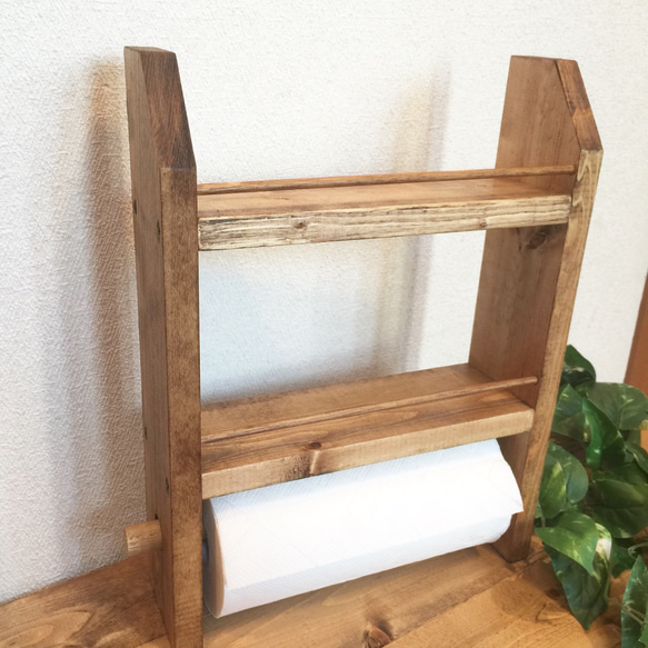 送料無料【2個set】kitchen　paper　shelf ＊mini wood plate　　 4枚目の画像