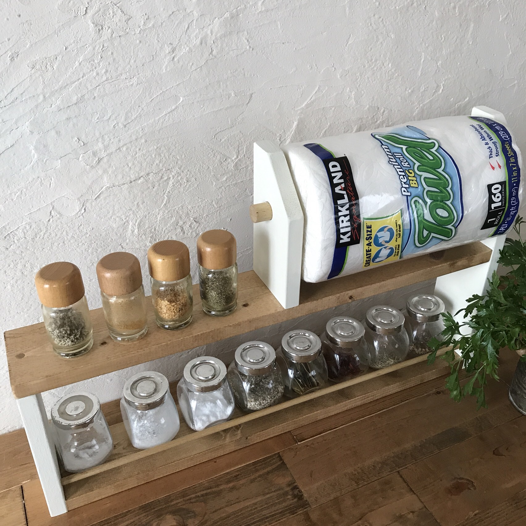 コストコsize kitchen paper shelf long キッチンペーパーホルダー& スパイスラック