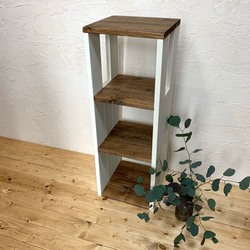 ヒノキ無垢材】3段カフェシェルフ13cmタイプ アンティーク キッチン