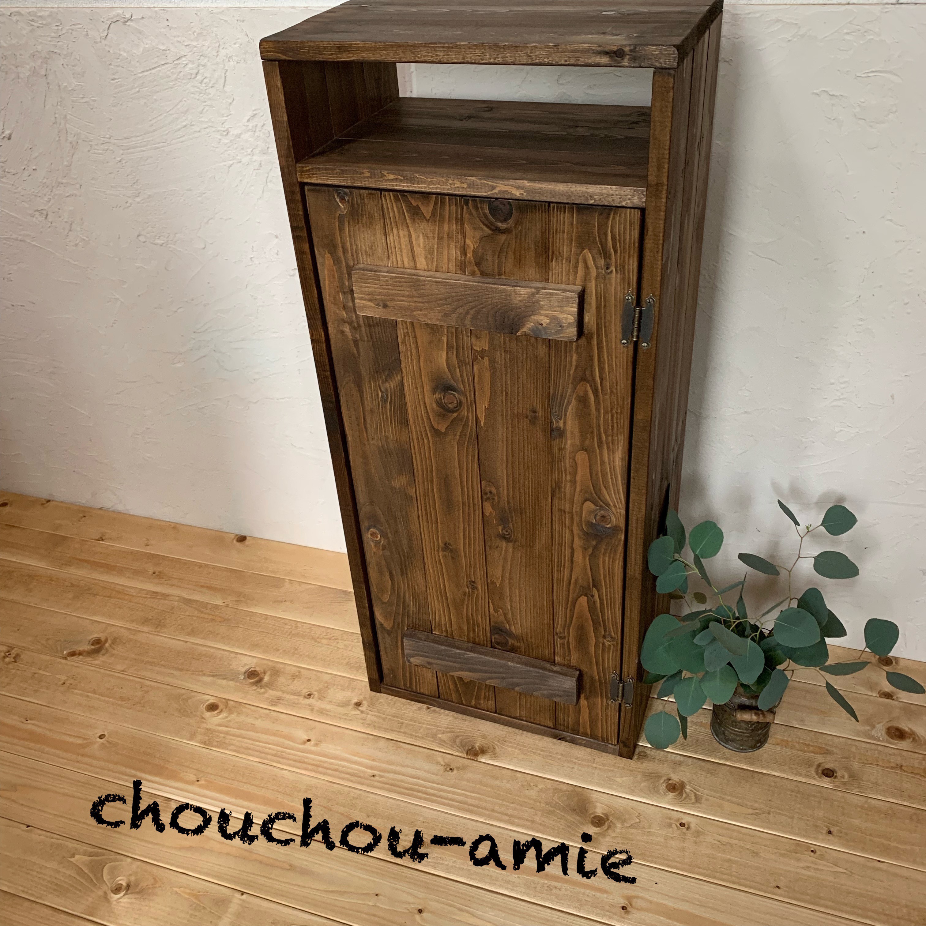 サイズ、デザインオーダー可！6段4扉スリムキャビネットナチュラル