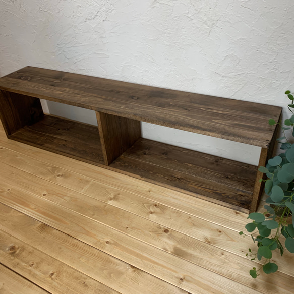 アンティーク オープンラック ローボード ベンチ 本棚 無垢材 無塗装