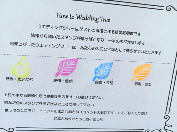 ★送料無料★ゲストとつくるウエディングツリー♪♡結婚証明書♡ 3枚目の画像