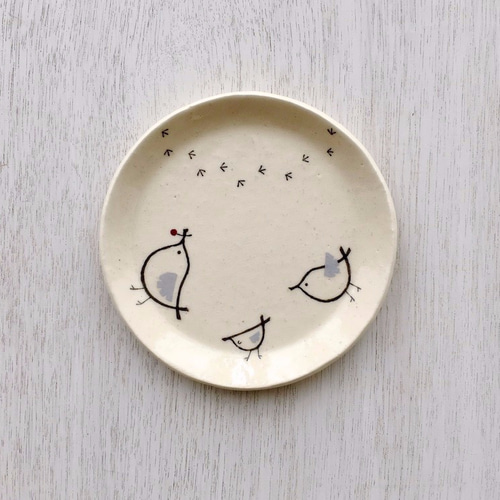 コトリのおやつ皿・S【Monochrome Art】 小皿 ATELiER SiMASiMA 通販