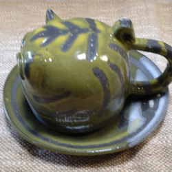 虎反転カップソーサー　陶器 2枚目の画像