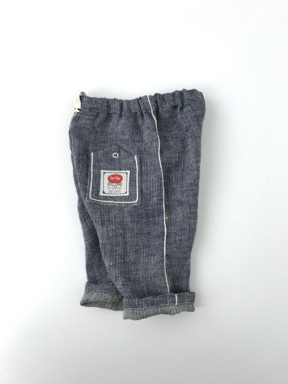 spiffy 作家一点物リネンキッズパンツ100cm Navy linen pants kids 麻 natural 2枚目の画像