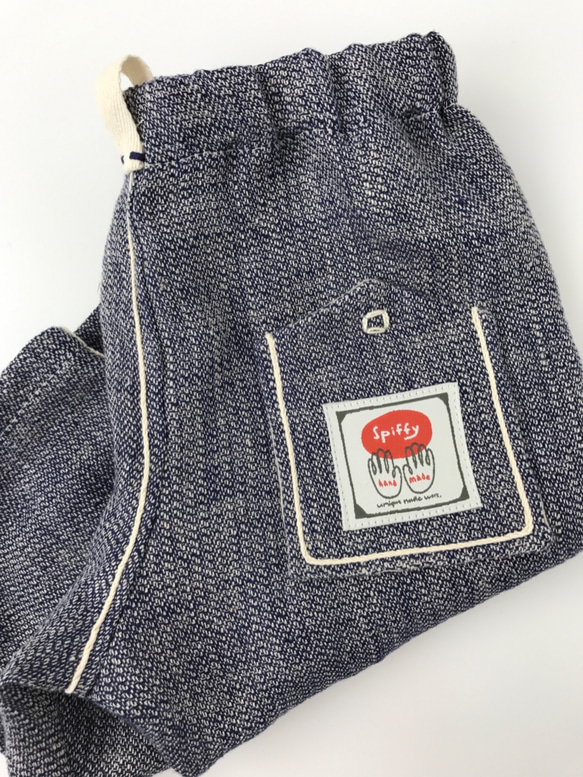 spiffy 作家一点物リネンキッズパンツ100cm Navy linen pants kids 麻 natural 5枚目の画像