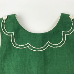 Natural 一点物 Linen dress リネンキッズ ワンピース100cm Green 女の子 東欧 北欧 刺繍 2枚目の画像