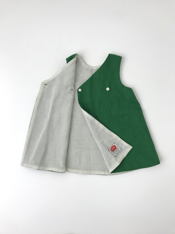 Natural 一点物 Linen dress リネンキッズ ワンピース100cm Green 女の子 東欧 北欧 刺繍 5枚目の画像