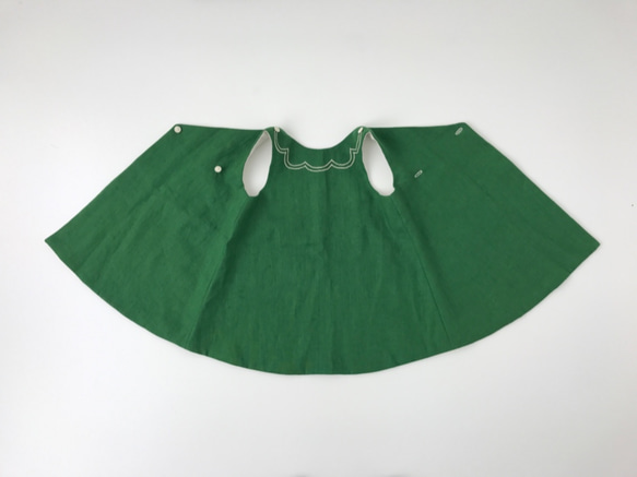 Natural 一点物 Linen dress リネンキッズ ワンピース100cm Green 女の子 東欧 北欧 刺繍 6枚目の画像