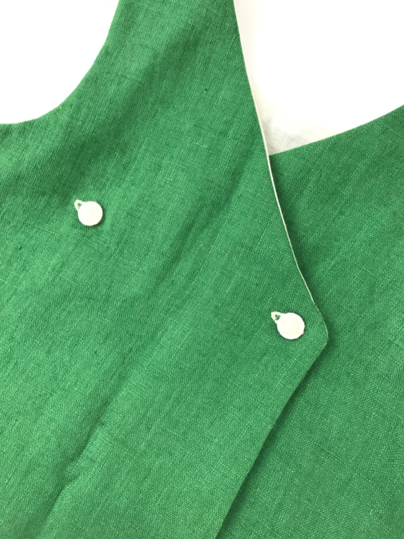 Natural 一点物 Linen dress リネンキッズ ワンピース100cm Green 女の子 東欧 北欧 刺繍 7枚目の画像