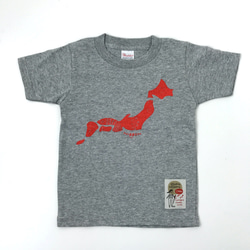 オリジナルプリント NIPPON キッズTシャツ kids Gray×Orange 110cm 日本地図 spiffy 3枚目の画像